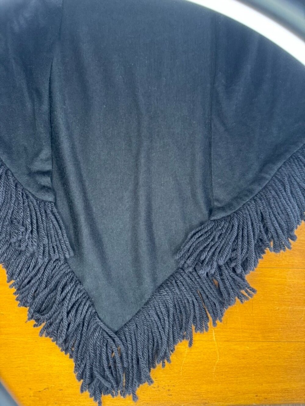 Black Fringe Triangle Shawl Wrap Gothic Witchy Dark Academia Boho - Picture 13 of 13